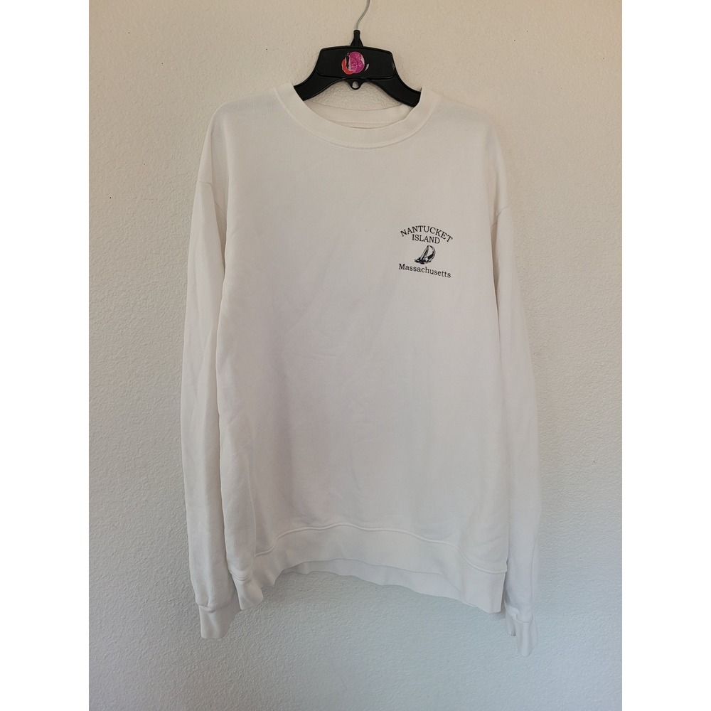 John Galt Nantucket Island Massachusetts White Oversized Crewneck Sweatshirt #25